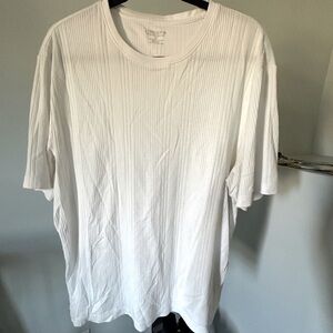 Classic & Clean Claiborne White Ribbed T-Shirt – XL Regular Fit